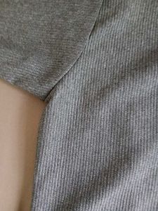 Gray Ribbed Knit Top