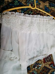 White Lace Beautiful Aesthetic Off Shoulder Top