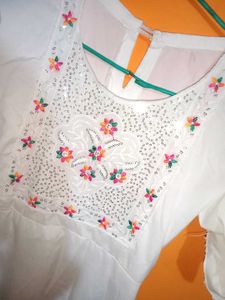 Embroidered White Top