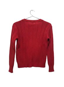 Red Cable Knit Pullover Sweater