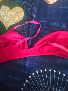 Pink & red Bra and 2 panties Size-L