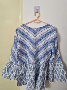 Boho Chic Blue &amp; White Top
