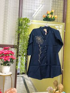 Elegant Navy Blue Kurta With Pants