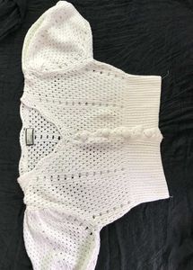 White Knit Puff Sleeve Top