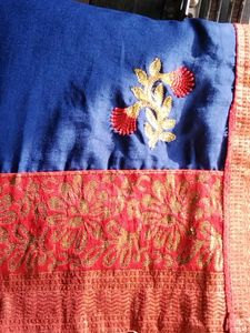 Elegant Blue Embroidered Saree with Blouse