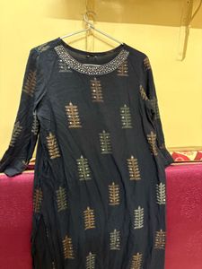 Navy Blue Embroidered Tunic Kurta❤️