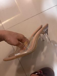 Glass Pencil Princess Heels Transparent Beige