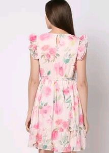 Women Floral Mini Flounce Dress