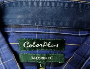 Colorplus Men Blue Checked Tailored Fit Shirt