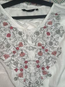 Embroidered White Kurta