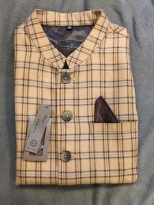 XXL - Brown Chequered Nehru Jacket