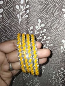Yellow &amp; Silver Bangle Set