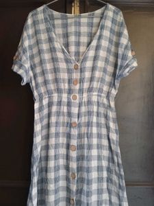White&amp;blue Checks Dress