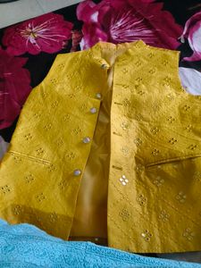 Stylish Yellow Ethnic Waistcoat