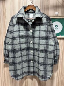 H&M Womens Plaid Felted Flannel Shacket