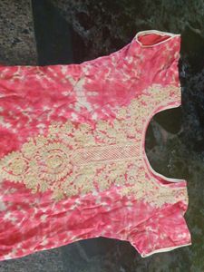 Pink Tie-Dye Embroidered Tunic