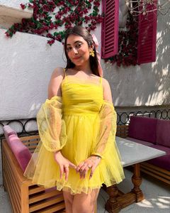 Yellow Tulle Mini Dress