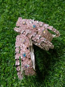 Pink Beaded Bangle Set