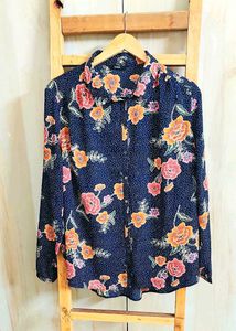 Black Floral Print Shirt Size-44
