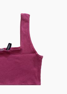 pink cropped rib knit top