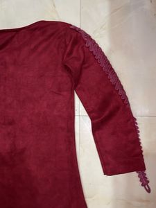 Elegant Maroon Embroidered Kurta