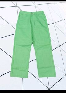 Trendy Green Wide Leg Jeans