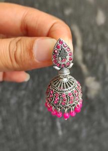 Pink Jhumka Earrings