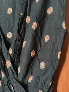 Black Printed Cotton Jump Suit