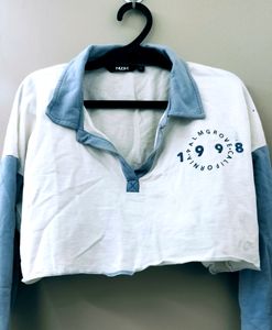 Light Blue Crop Top With Full Sleeves