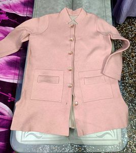 Elegant Pink Button-Down Coat