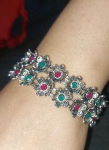 Floral Silver metallic Bangles