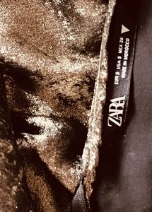 Long foil Backless  Dress With flower Detail