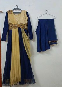 Elegant Blue & Golden Gown