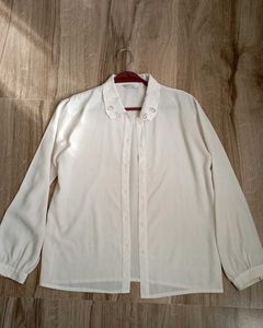 Vintage White Shirt With French Bishop Sleeves.