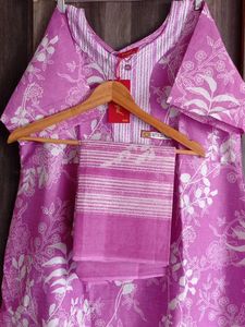 xxl Duppata Nighty purple cotton