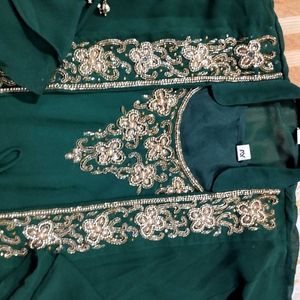 Elegant Green Embroidered Shalwar Kameez