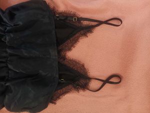 Laced Navy Blue Satin Top