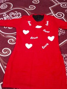 Red Love Print Dress