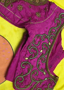 Embroidered Magenta Aari heavy Blouse