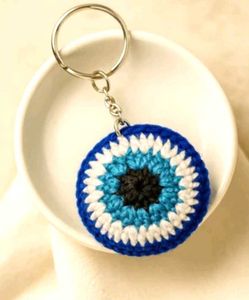 Evil Eye Crochet Keychain