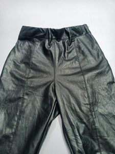 Faux Leather Zipper Leggings Free Sz Fit 28-3