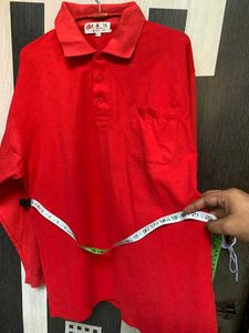 Red vintage Long Sleeve Polo Shirt