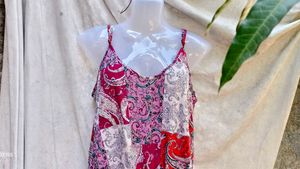 381212 Paisley Print Tie-Front Tank Top