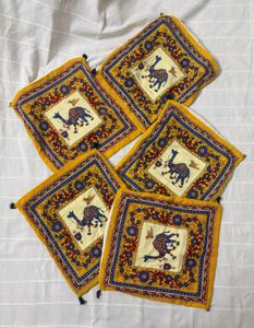 Yellow 5 Pieces of Cushion Covers