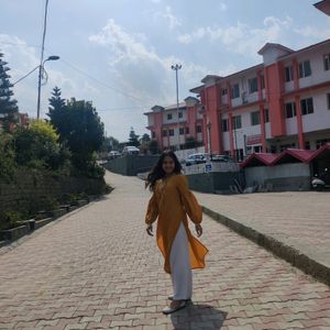 Kurta For Women Mustard Yellow And White Geometry