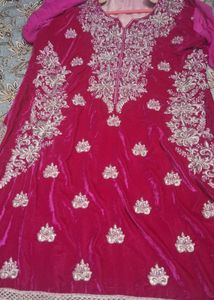 Velvet Suit  With  Churidar Salwar Dupatta