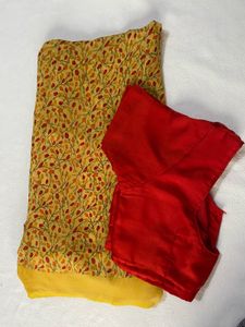 Floral Print Saree With Blouse