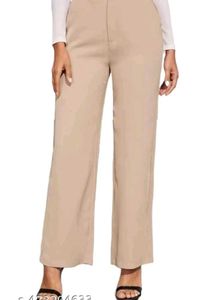 Beige Wide Leg Trousers