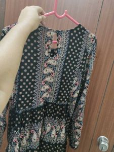 Paisley Print Long Sleeve Dress