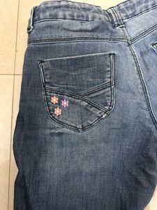 Floral Embroidered girls Denim Jeans